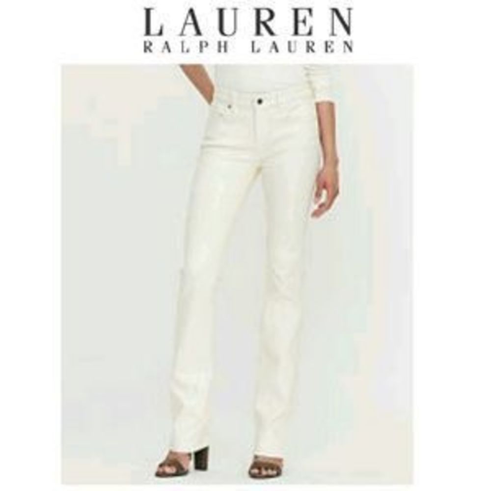 LRL Lauren Ralph Lauren Modern Straight Leg High-Rise Cotton Stretch Jeans Cream